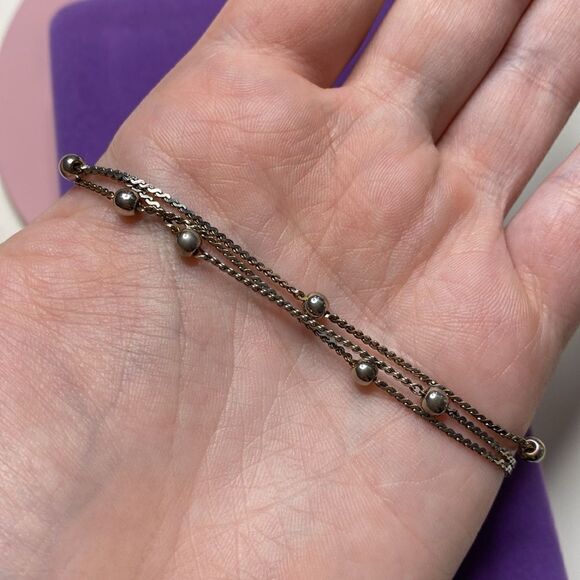 💛 Sterling Silver Plated Station Ball Necklace - Picture 4 of 5